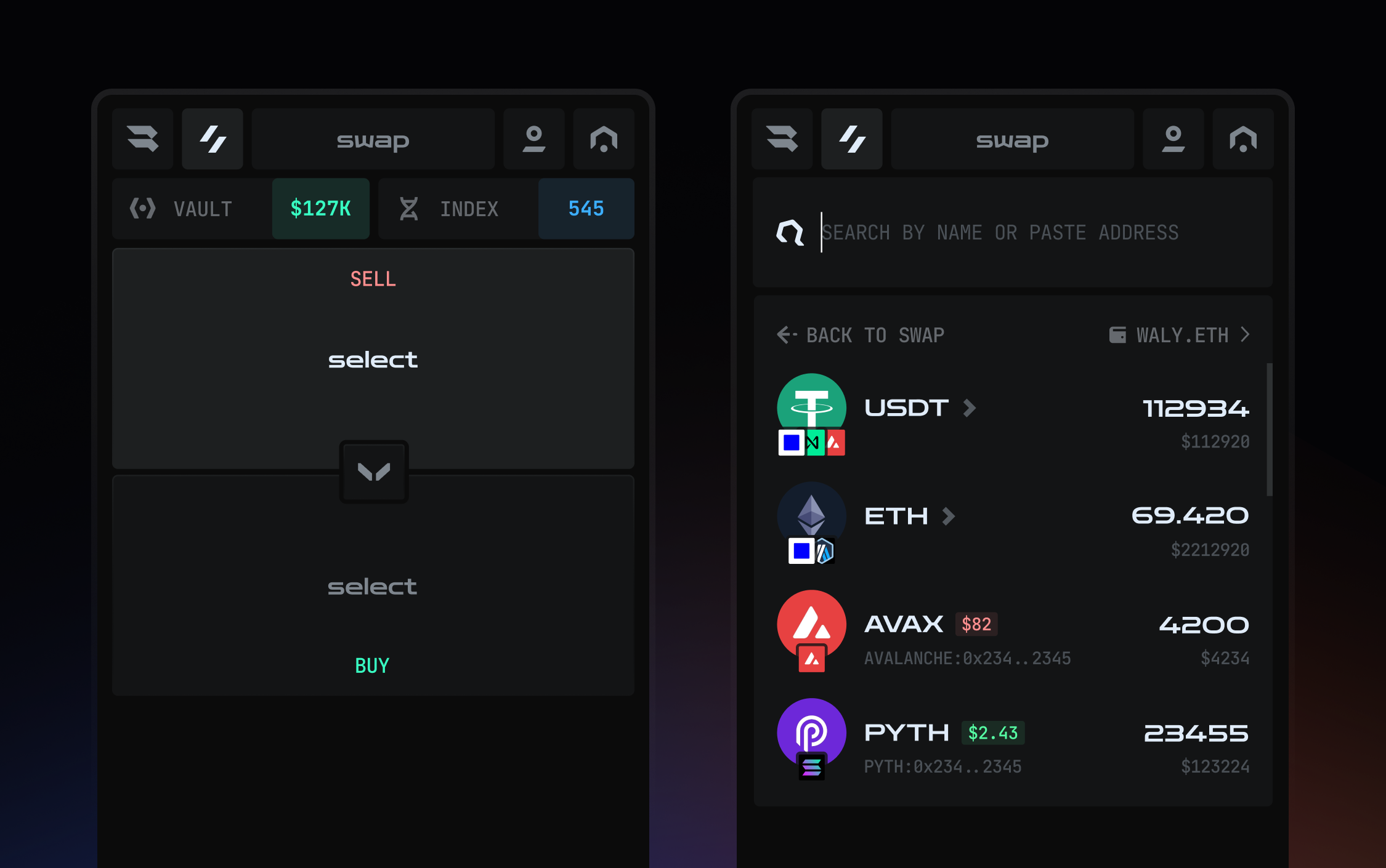 Terminal token selection